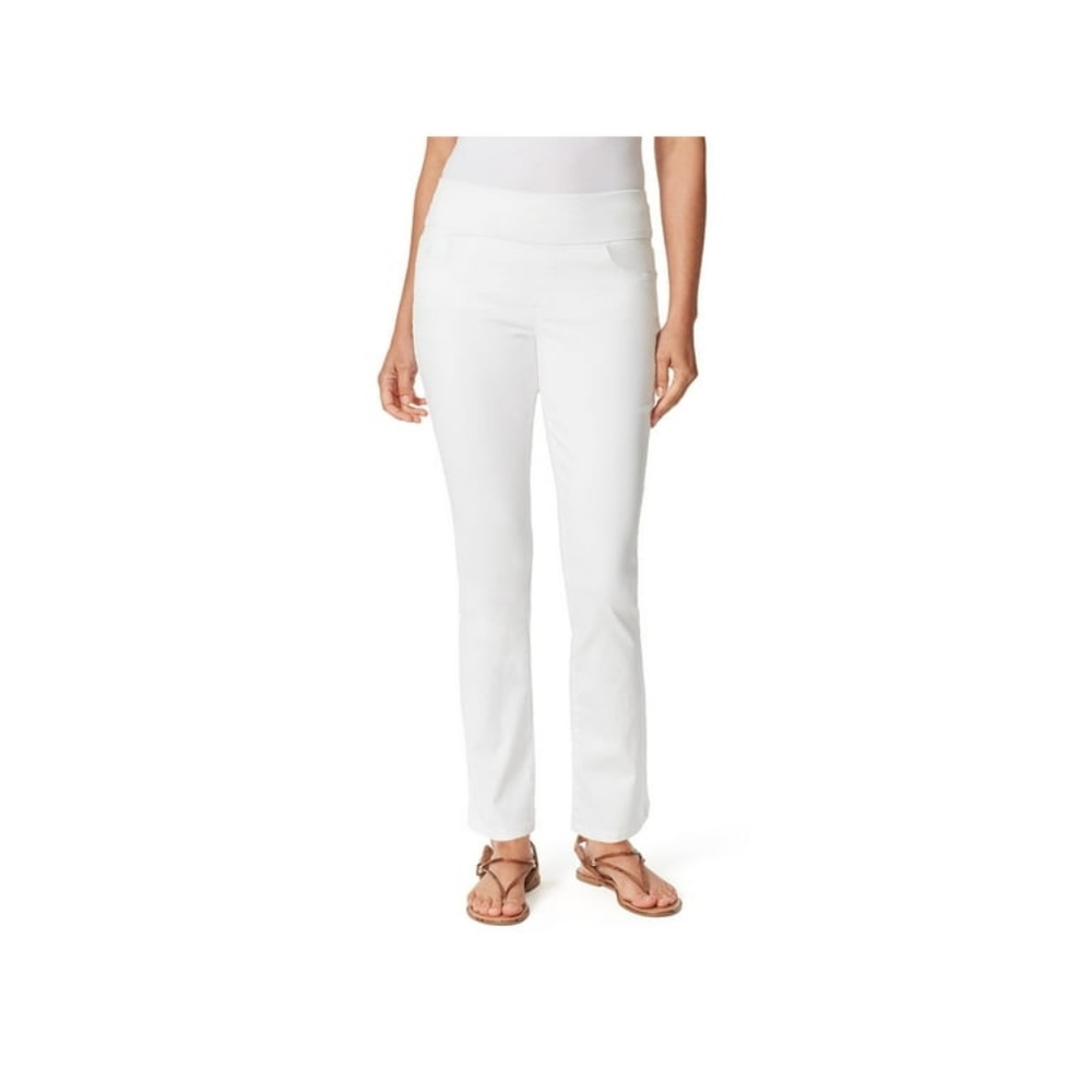 GLORIA VANDERBILT White Denim Pocketed High Rise Slimming Pull On Jeans